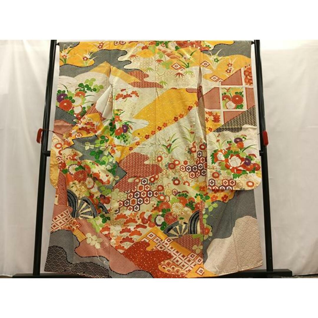 平和屋着物□豪華振袖 駒刺繍 吉祥花文 金彩 正絹 逸品 平和屋着物□豪華振袖 駒刺繍 吉祥花文 金彩 正絹 逸品