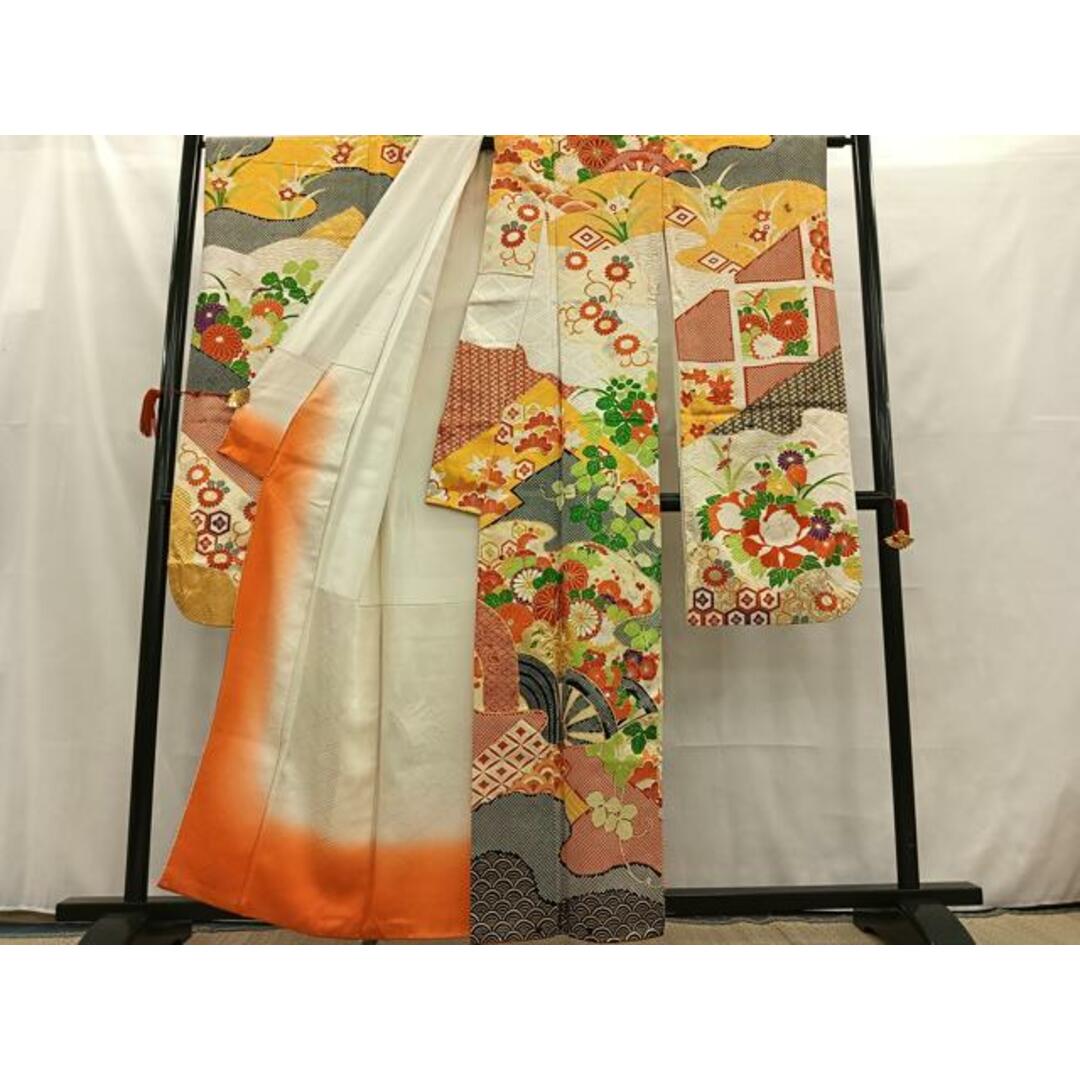 平和屋着物□豪華振袖 駒刺繍 吉祥花文 金彩 正絹 逸品 平和屋着物□豪華振袖 駒刺繍 吉祥花文 金彩 正絹 逸品