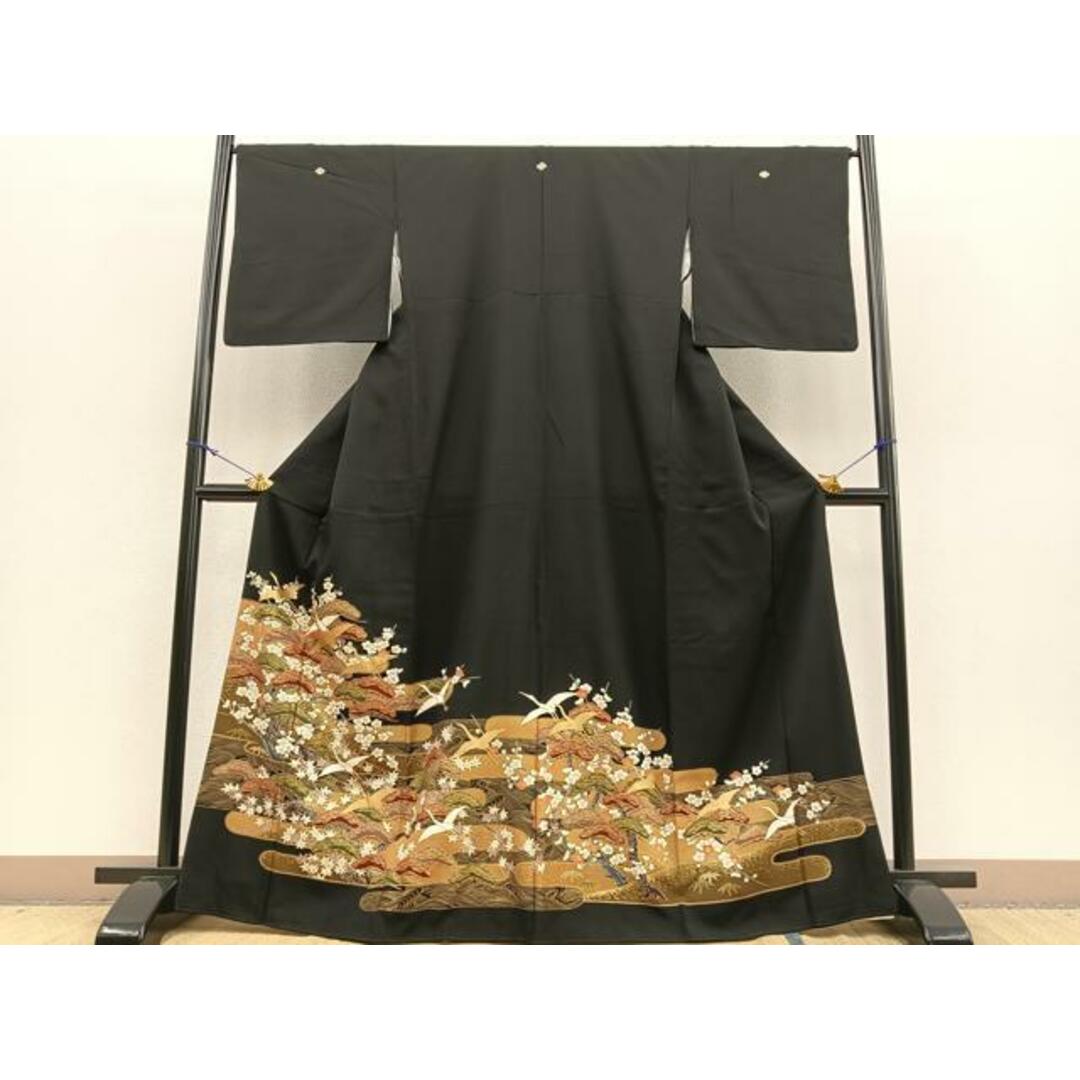 平和屋着物□豪華黒留袖 飛鶴花文 金彩 正絹 逸品 BAAQ8896owの 平和屋着物□豪華黒留袖 飛鶴花文 金彩 正絹 逸品 BAAQ8896owの