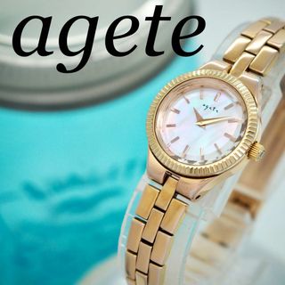 agete - 537 agete 時計 レディース カットガラス シェル ピンク agete - 537 agete 時計 レディース カットガラス シェル ピンク