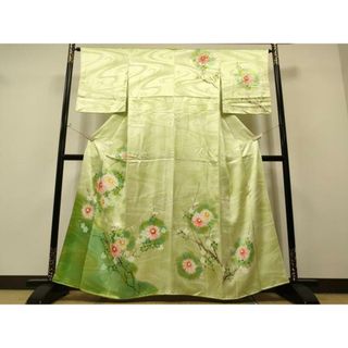 平和屋着物■訪問着　手描き　流水枝花文　暈し染め　正絹　逸品　CAAO8689id(着物)