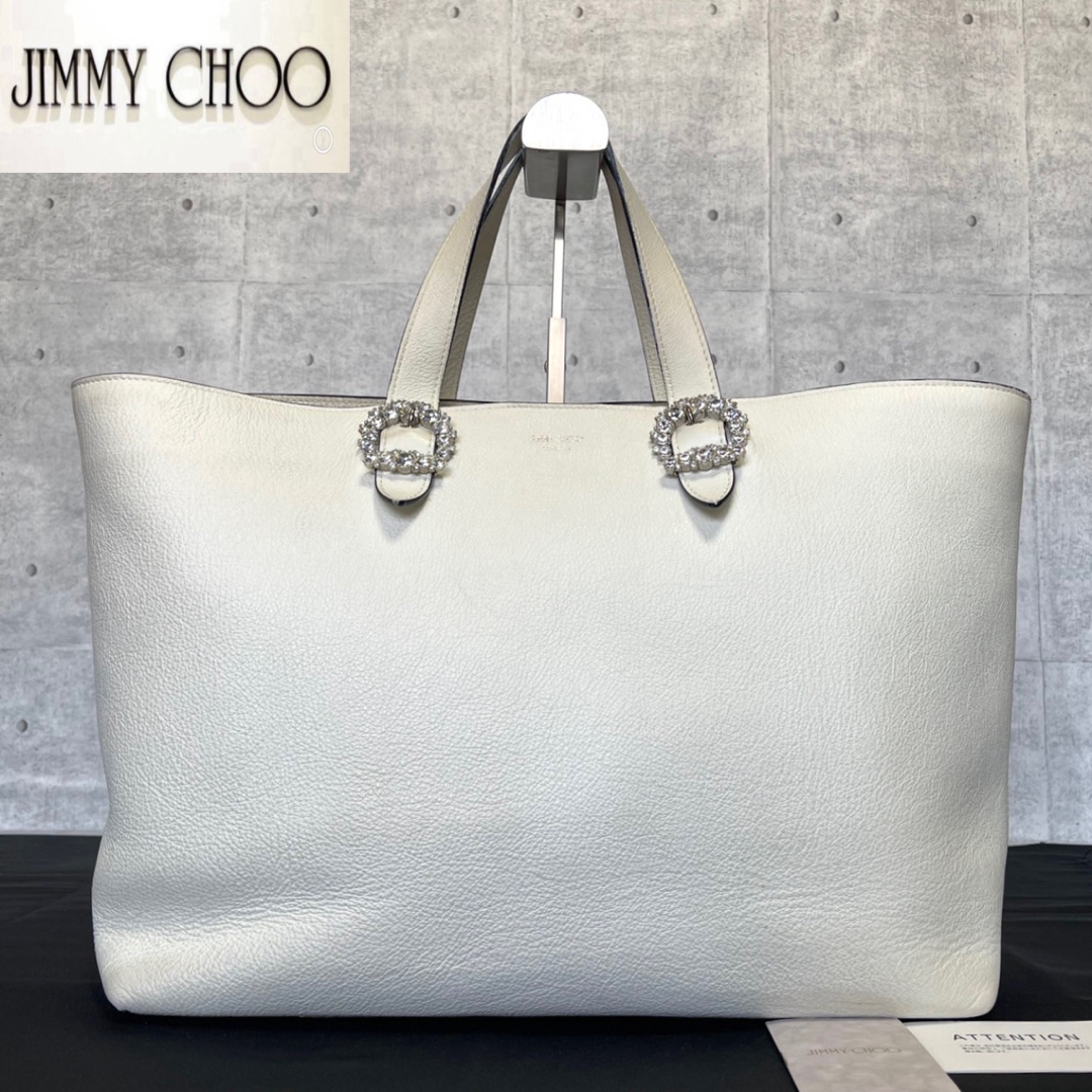 JIMMY CHOO - 【JIMMY CHOO】CHERI ホワイト クリスタル付き A4 JIMMY CHOO - 【JIMMY CHOO】CHERI ホワイト クリスタル付き A4