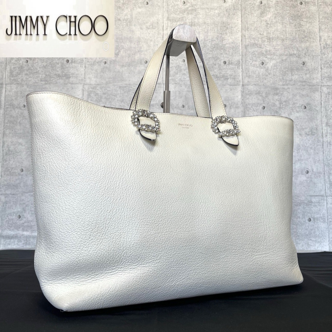 JIMMY CHOO - 【JIMMY CHOO】CHERI ホワイト クリスタル付き A4 JIMMY CHOO - 【JIMMY CHOO】CHERI ホワイト クリスタル付き A4