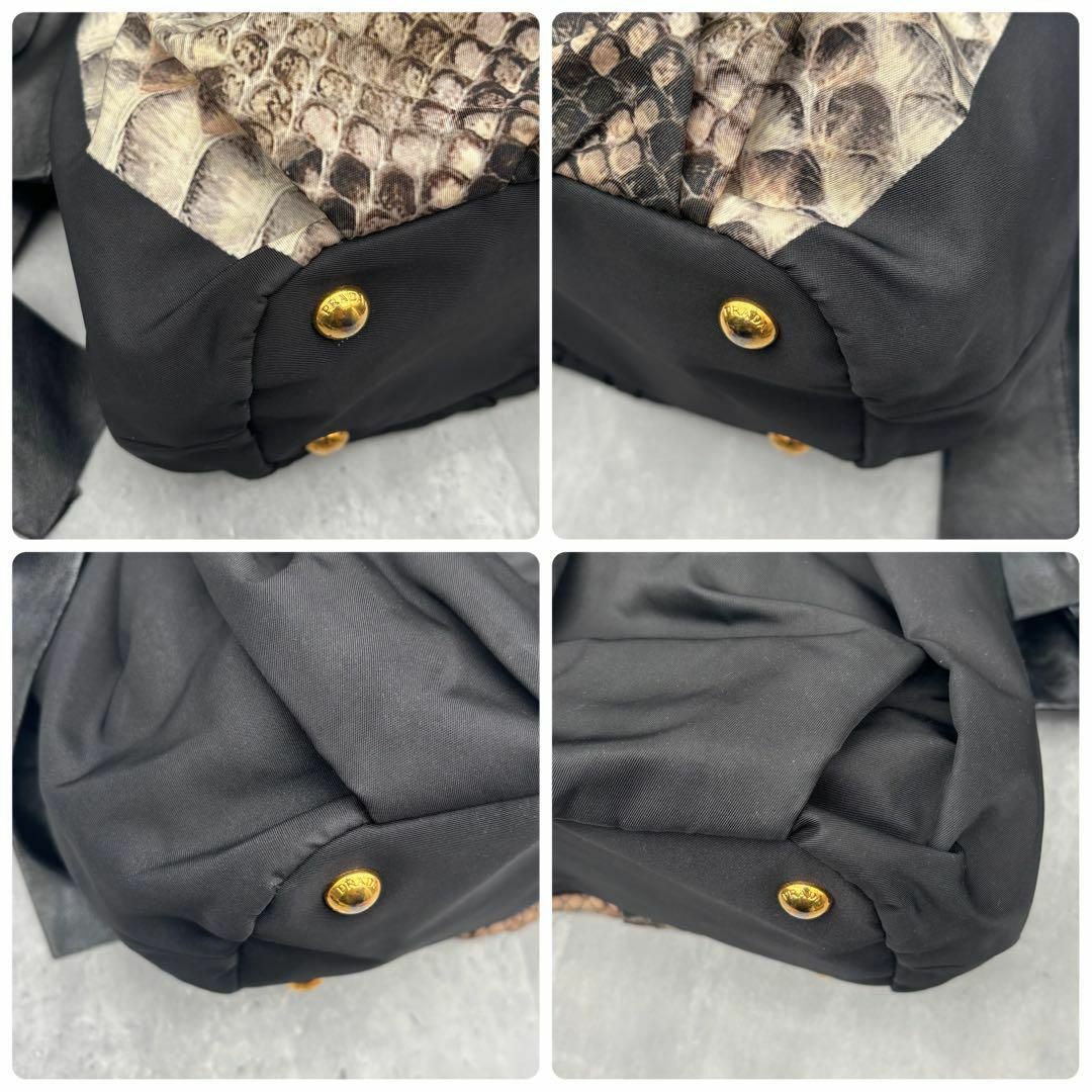 PRADA - 【美品】プラダ トートバッグ パイソン柄 2way ゴールド PRADA - 【美品】プラダ トートバッグ パイソン柄 2way ゴールド