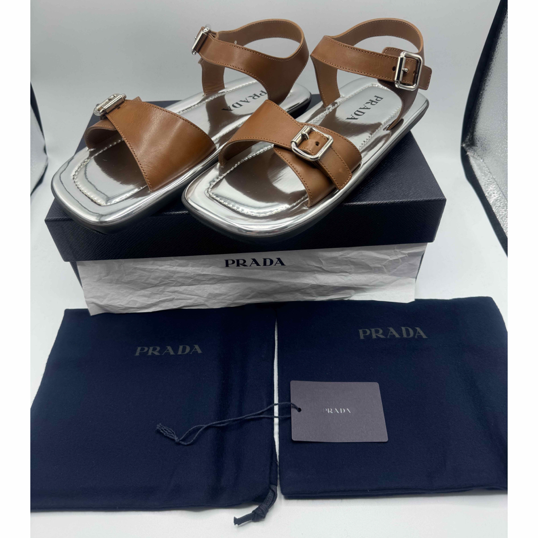 PRADA - 新品 PRADA プラダ サンダル レザー ストラップ 9 PRADA - 新品 PRADA プラダ サンダル レザー ストラップ 9