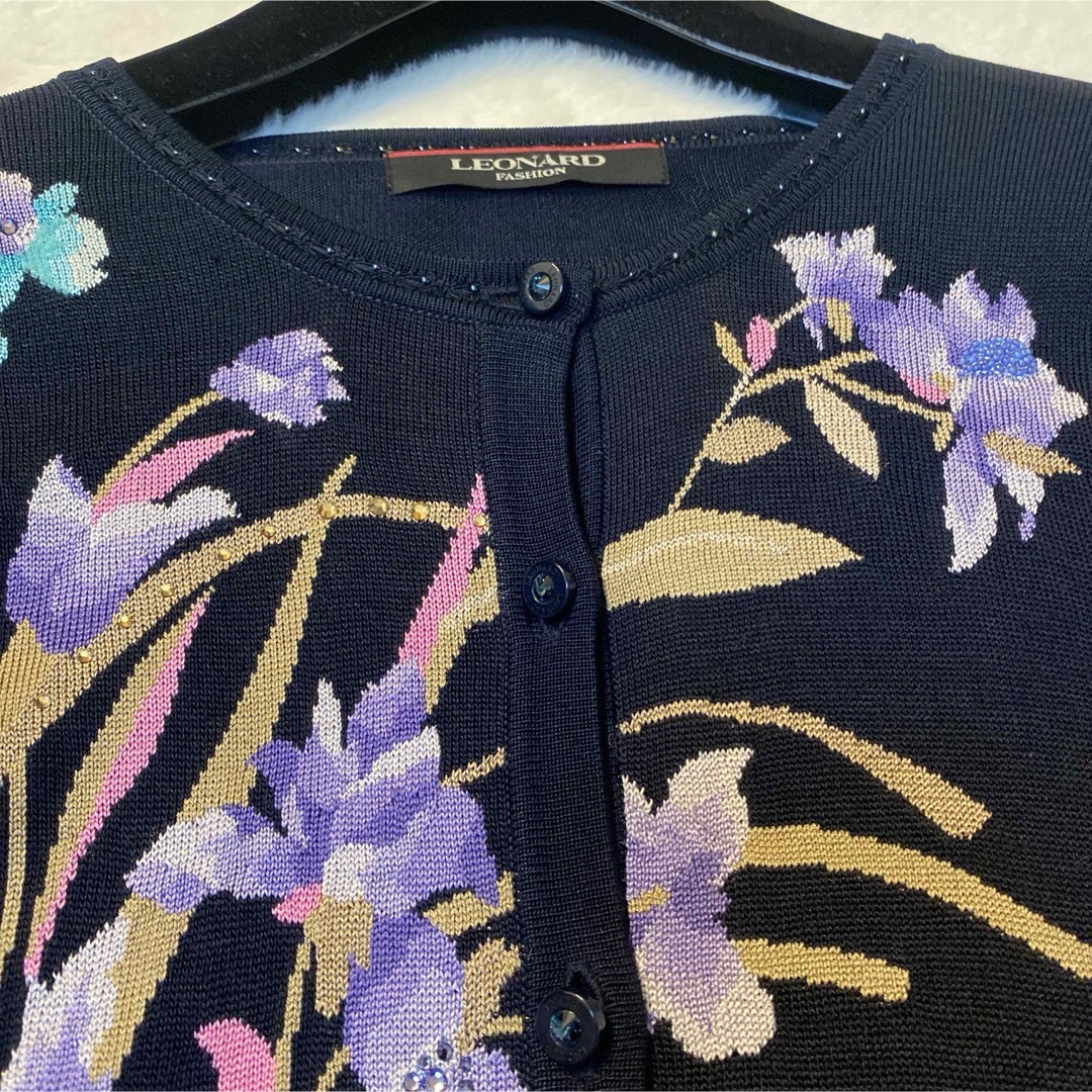 LEONARD - 美品 レオナール 花柄刺繍 ビジュー ストーン LEONARD - 美品 レオナール 花柄刺繍 ビジュー ストーン