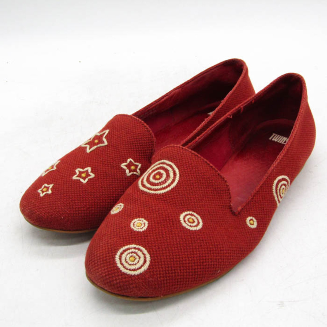 CAMPER - カンペール スリッポン 刺繍 ブランド シューズ 靴 赤 CAMPER - カンペール スリッポン 刺繍 ブランド シューズ 靴 赤