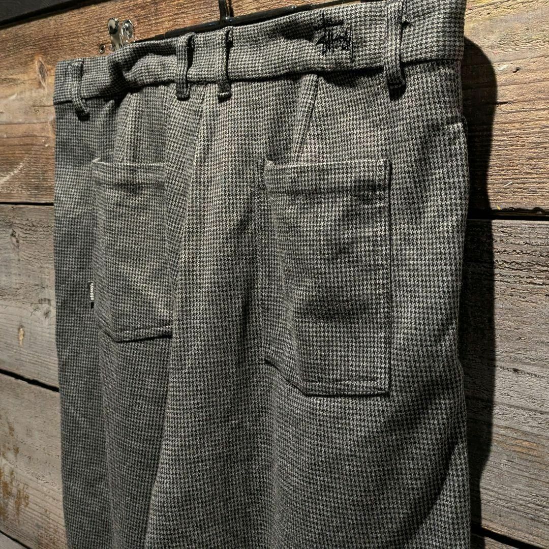 STUSSY - 希少デザイン old stussy スラックスパンツ 千鳥柄 総 STUSSY - 希少デザイン old stussy スラックスパンツ 千鳥柄 総