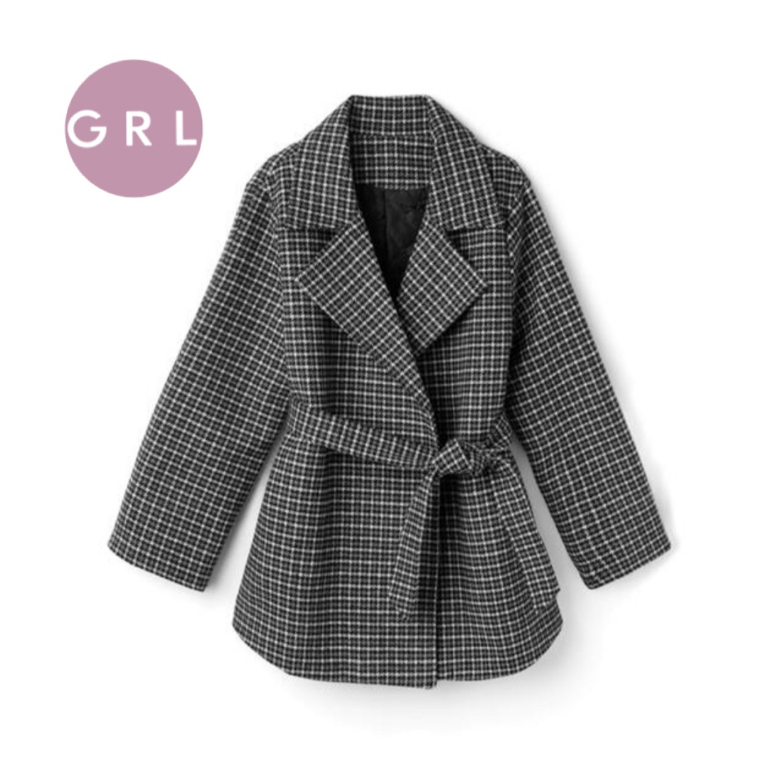 GRL - GRL グレイル リボンベルト付き千鳥格子柄コートの通販 by GRL - GRL グレイル リボンベルト付き千鳥格子柄コートの通販 by