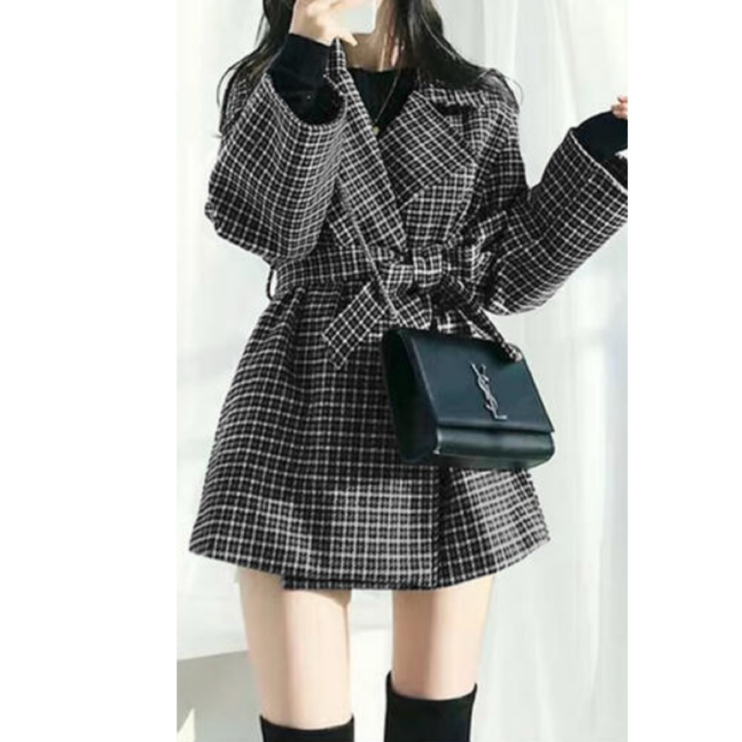GRL - GRL グレイル リボンベルト付き千鳥格子柄コートの通販 by GRL - GRL グレイル リボンベルト付き千鳥格子柄コートの通販 by