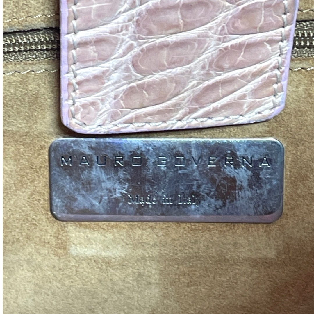 良品 MAURO GOVERNA マットクロコダイル ベビーピンク トート 良品 MAURO GOVERNA マットクロコダイル ベビーピンク トート