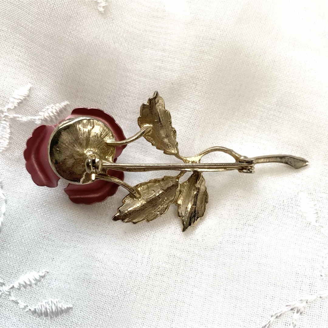 VINTAGE - ヴィンテージブローチ 薔薇 バラ ローズ 赤 ゴールド VINTAGE - ヴィンテージブローチ 薔薇 バラ ローズ 赤 ゴールド