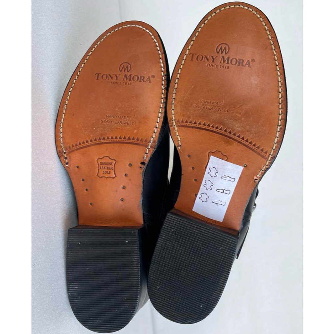 美品TONY MORAエンジニアブーツミドルレザー黒 スタッズ付き36の 美品TONY MORAエンジニアブーツミドルレザー黒 スタッズ付き36の