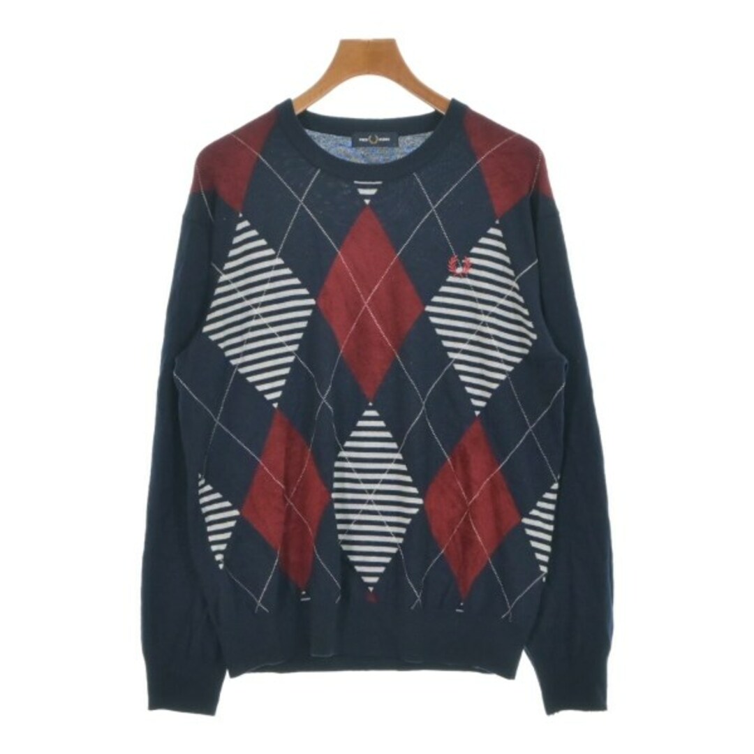 FRED PERRY - FRED PERRY フレッドペリー カーディガン L 紺x赤x FRED PERRY - FRED PERRY フレッドペリー カーディガン L 紺x赤x