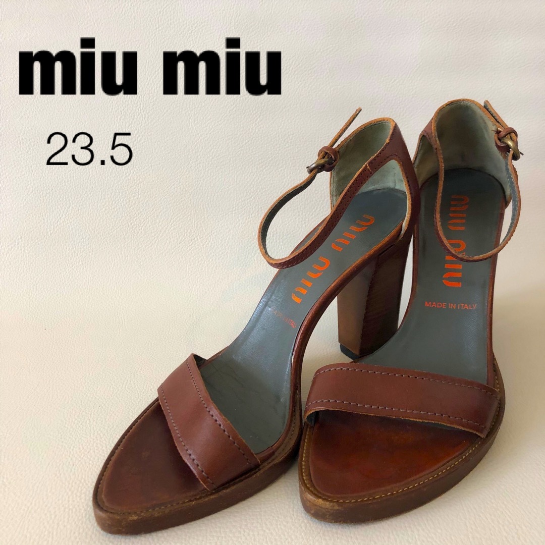 MIU MIU - minmiu ミュウミュウ 23.5 ストラップサンダル ウッド MIU MIU - minmiu ミュウミュウ 23.5 ストラップサンダル ウッド
