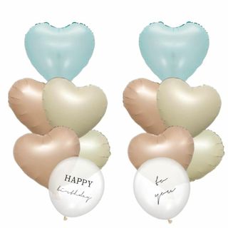 【特価商品】誕生日 飾り セット くすみカラー ハートバルーン アルミ風船 ハッ(その他)