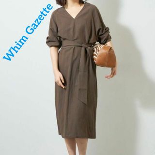 Whim Gazette - ウィムガゼット リネン混VネックIラインロング Whim Gazette - ウィムガゼット リネン混VネックIラインロング