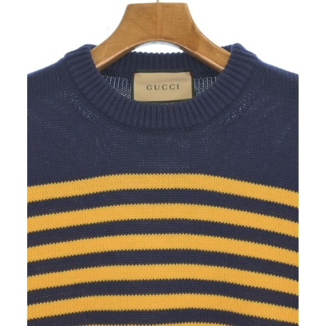 GUCCI - GUCCI グッチ ニット・セーター XS 紺x黄(ボーダー GUCCI - GUCCI グッチ ニット・セーター XS 紺x黄(ボーダー