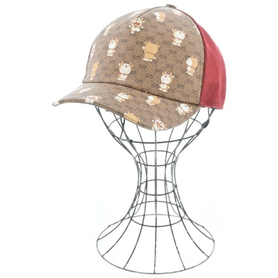 GUCCI - GUCCI グッチ キャップ 58cm ベージュx白x赤(総柄 GUCCI - GUCCI グッチ キャップ 58cm ベージュx白x赤(総柄
