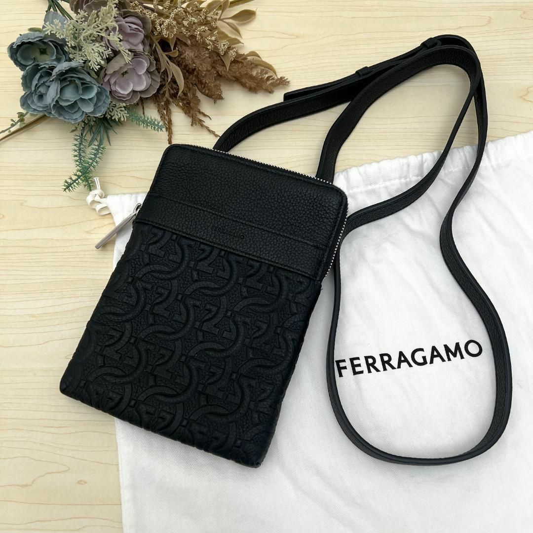 FERRAGAMO - 現行品 フェラガモ ガンチーニ ブラック レザー FERRAGAMO - 現行品 フェラガモ ガンチーニ ブラック レザー