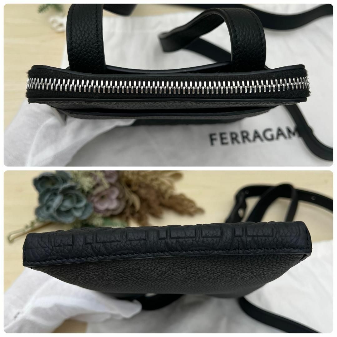 FERRAGAMO - 現行品 フェラガモ ガンチーニ ブラック レザー FERRAGAMO - 現行品 フェラガモ ガンチーニ ブラック レザー