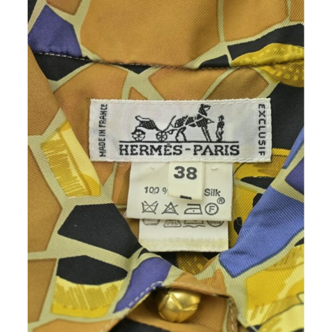 HERMES - HERMES エルメス ブラウス 38(S位) オレンジ系x黄系x青 HERMES - HERMES エルメス ブラウス 38(S位) オレンジ系x黄系x青