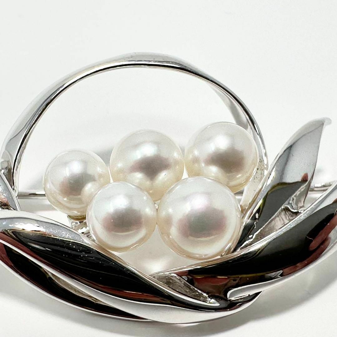 MIKIMOTO - MIKIMOTO ミキモト 5珠 真珠 シルバー ブローチの MIKIMOTO - MIKIMOTO ミキモト 5珠 真珠 シルバー ブローチの