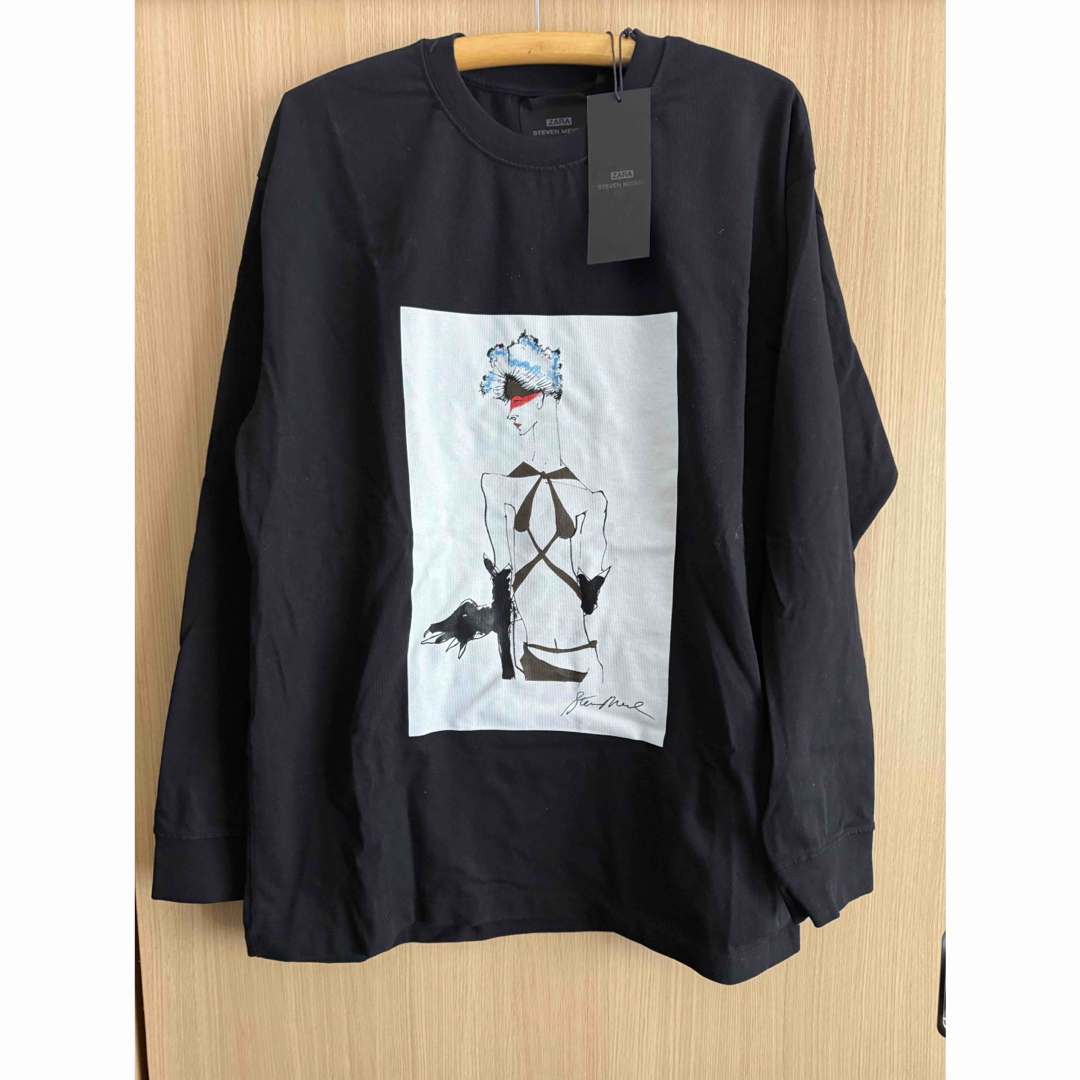 ZARA - ZARA STEVEN MEISEL プリント Tシャツ オーバサイズ(M)の ZARA - ZARA STEVEN MEISEL プリント Tシャツ オーバサイズ(M)の