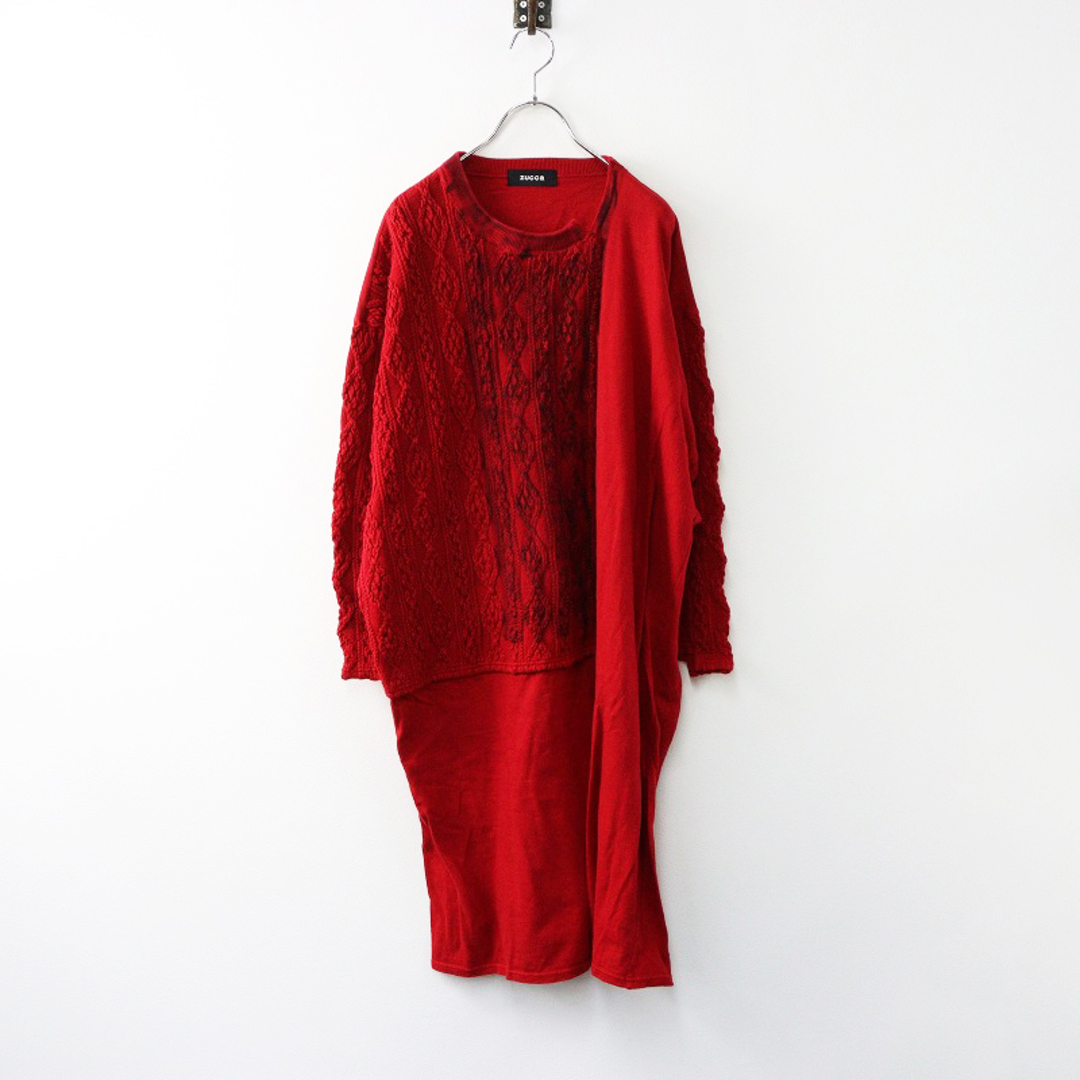 ZUCCa - ズッカ ZUCCa 柄編みニット切替コットンワンピース M ZUCCa - ズッカ ZUCCa 柄編みニット切替コットンワンピース M
