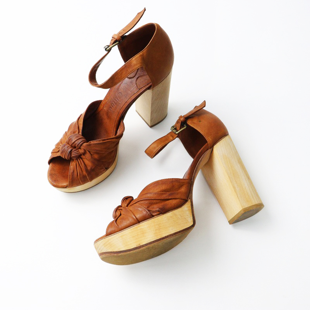 Chloe - クロエ Chloe 厚底リボンデザインレザーストラップ Chloe - クロエ Chloe 厚底リボンデザインレザーストラップ