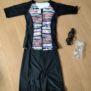 21【新品】レディース二の腕カバーワンピース水着半袖デニム黒 21【新品】レディース二の腕カバーワンピース水着半袖デニム黒