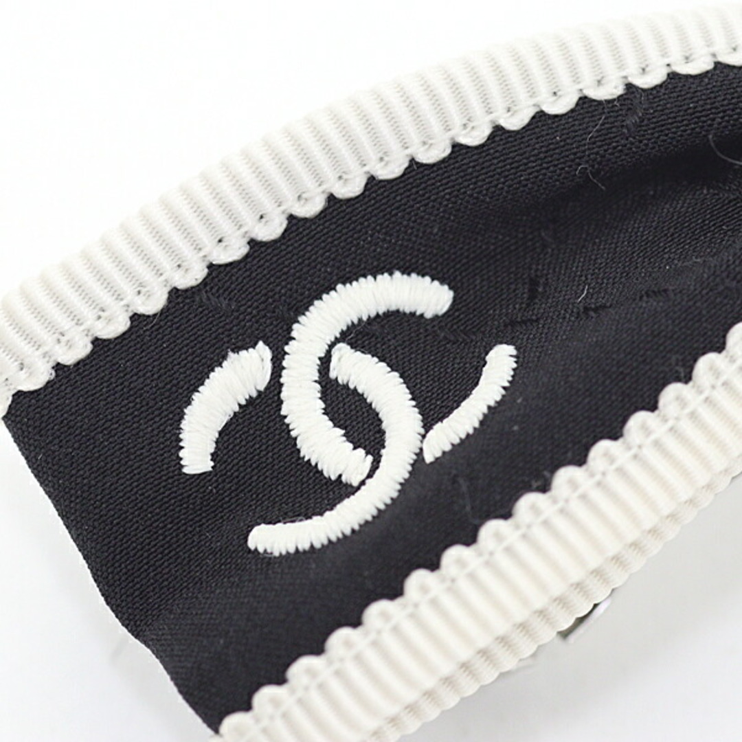 CHANEL - シャネル ボウ バレッタ ブラック&エクリュ シルクジャ CHANEL - シャネル ボウ バレッタ ブラック&エクリュ シルクジャ