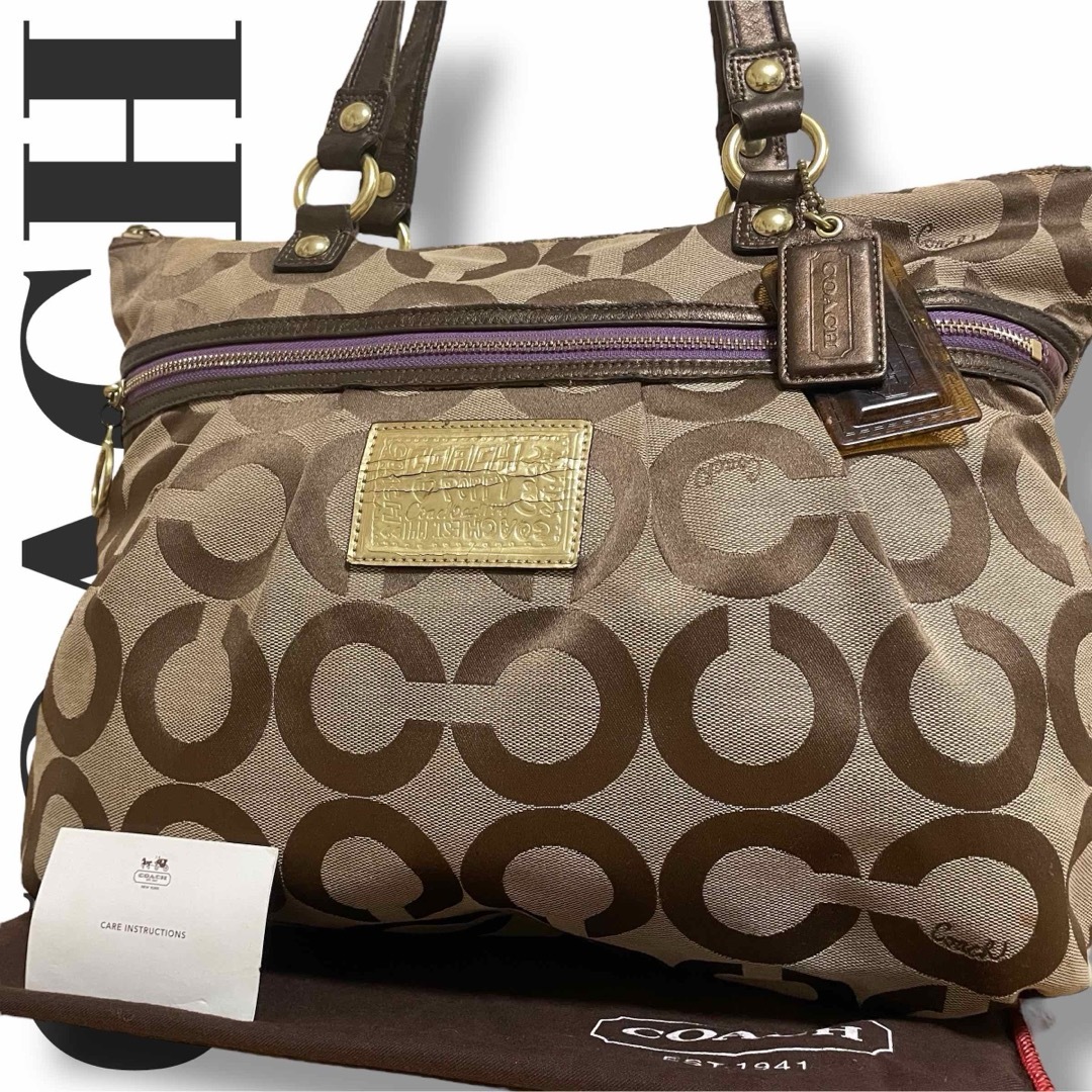 COACH - 美品 コーチ トートバッグ ポピー オプアート 肩掛け COACH - 美品 コーチ トートバッグ ポピー オプアート 肩掛け