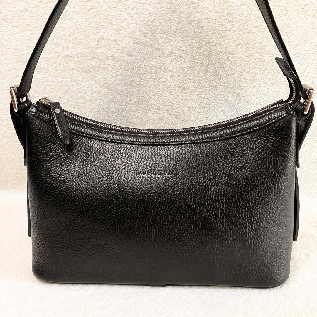 BURBERRY - BURBERRY ブラック レザー ワンショルダーバッグ BURBERRY - BURBERRY ブラック レザー ワンショルダーバッグ