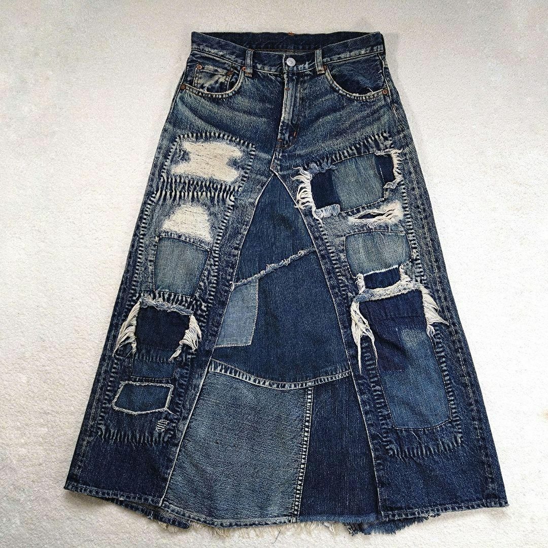 DENIM DUNGAREE - DENIM DUNGAREE パッチワーク デニム ロング DENIM DUNGAREE - DENIM DUNGAREE パッチワーク デニム ロング