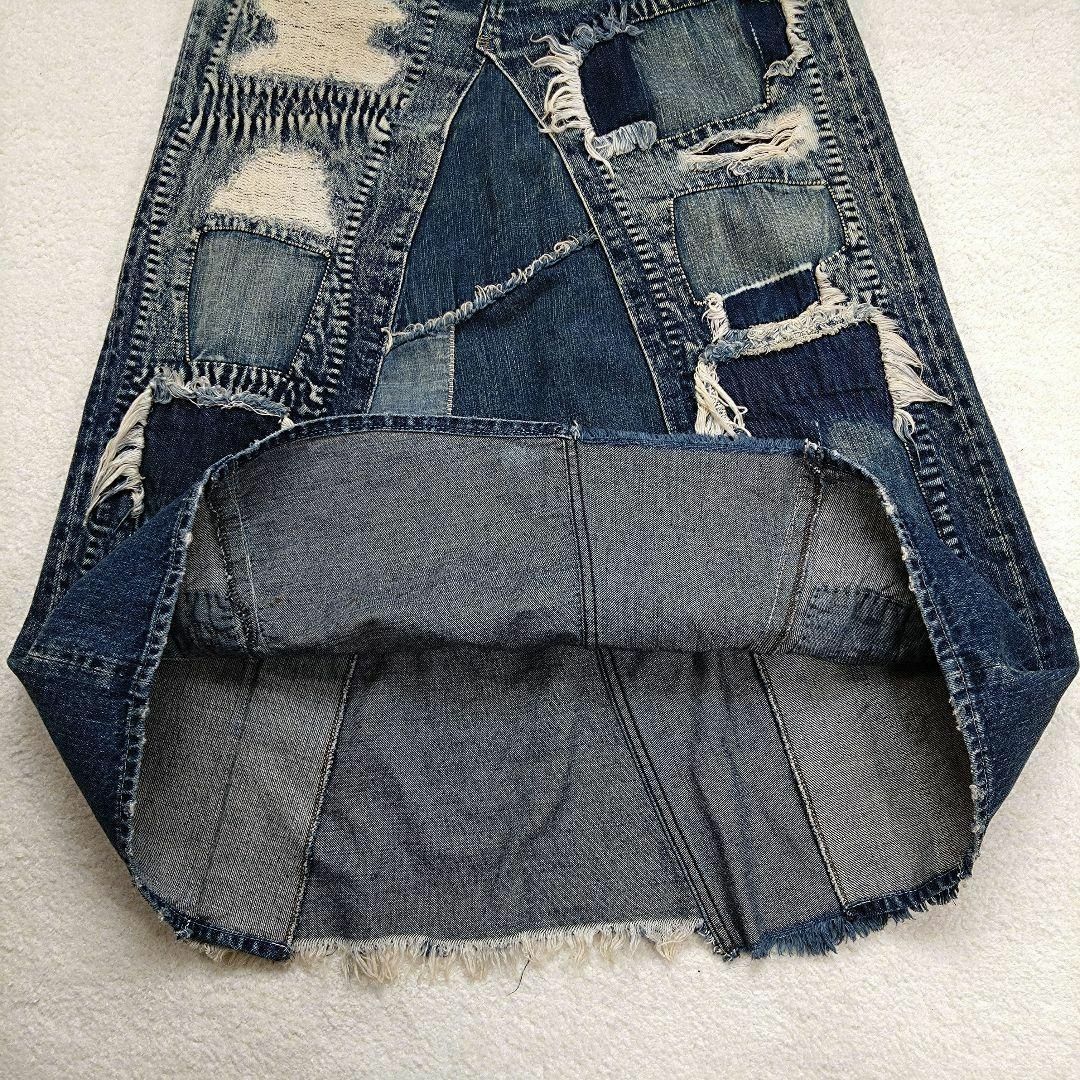 DENIM DUNGAREE - DENIM DUNGAREE パッチワーク デニム ロング DENIM DUNGAREE - DENIM DUNGAREE パッチワーク デニム ロング