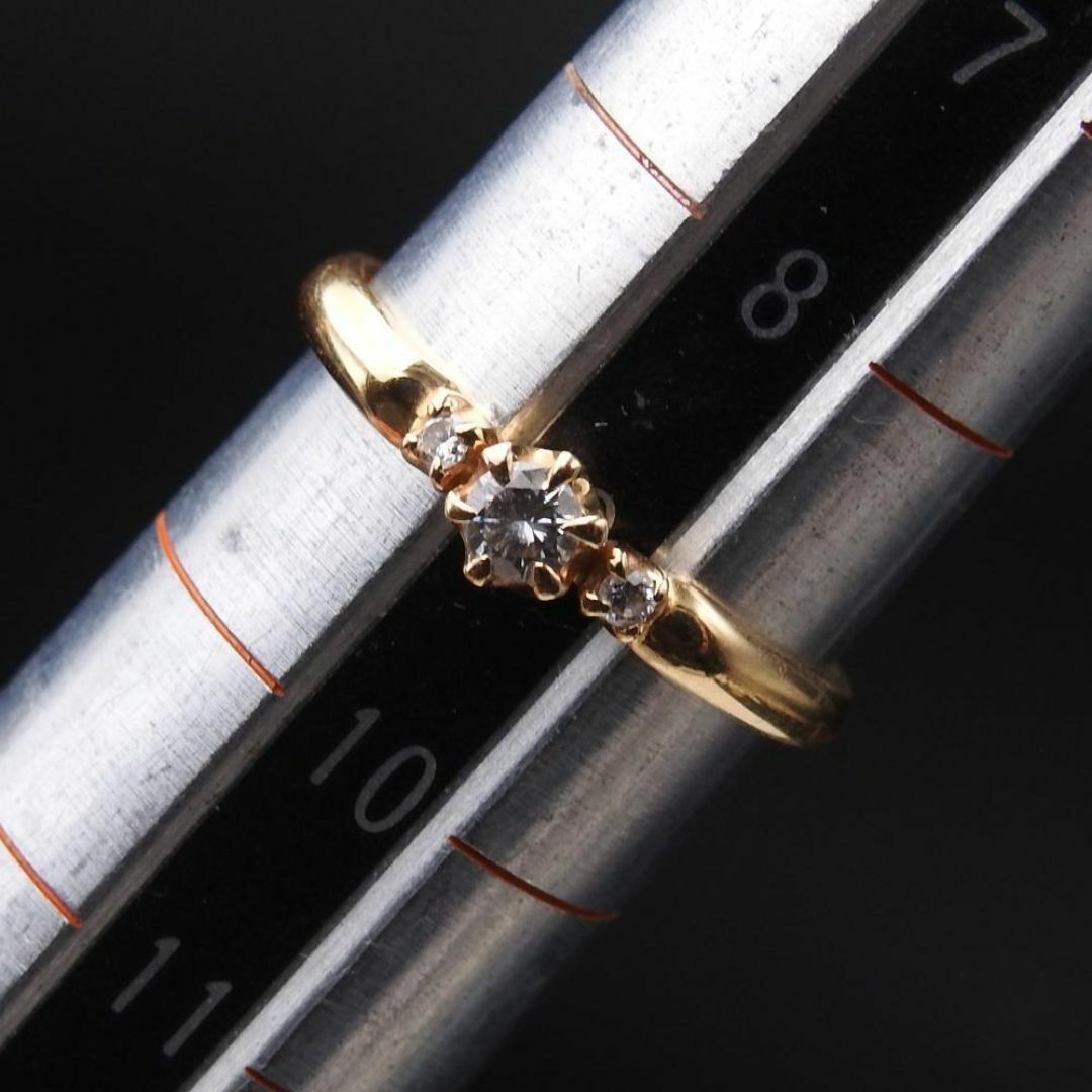4℃ - 4℃ K18イエローゴールド ダイヤモンドD3pcs リング 9号の 4℃ - 4℃ K18イエローゴールド ダイヤモンドD3pcs リング 9号の