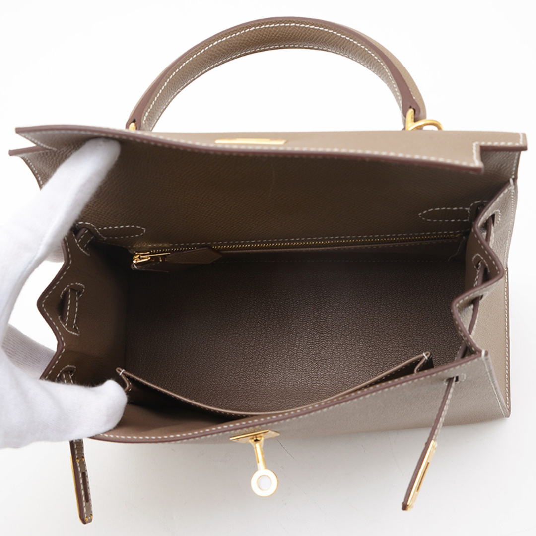 HERMES - エルメス ケリー25 外縫い エプソン エトゥープ HERMES - エルメス ケリー25 外縫い エプソン エトゥープ
