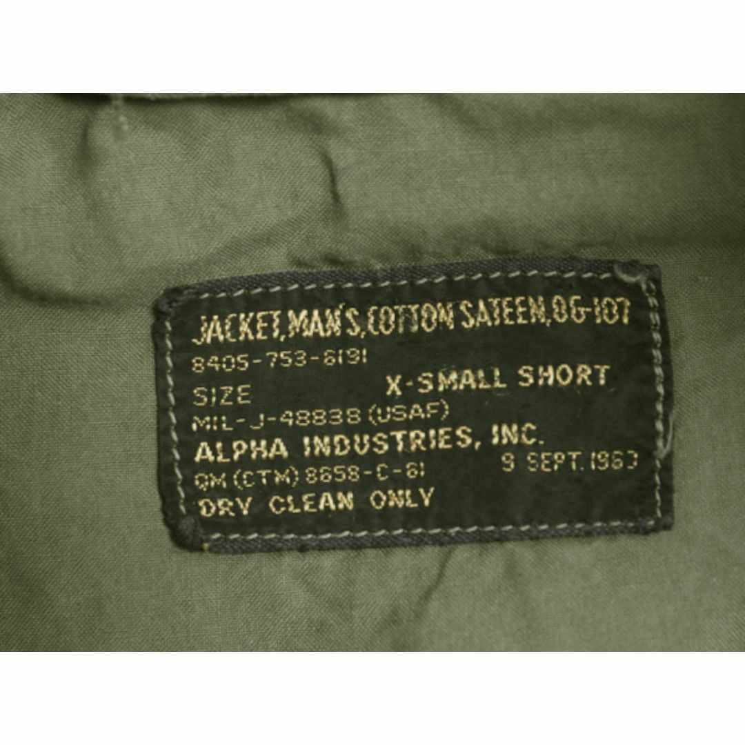 60s ALPHA 社製 米軍実物 USAF フィールド ジャケット X-SMALL 60s ALPHA 社製 米軍実物 USAF フィールド ジャケット X-SMALL