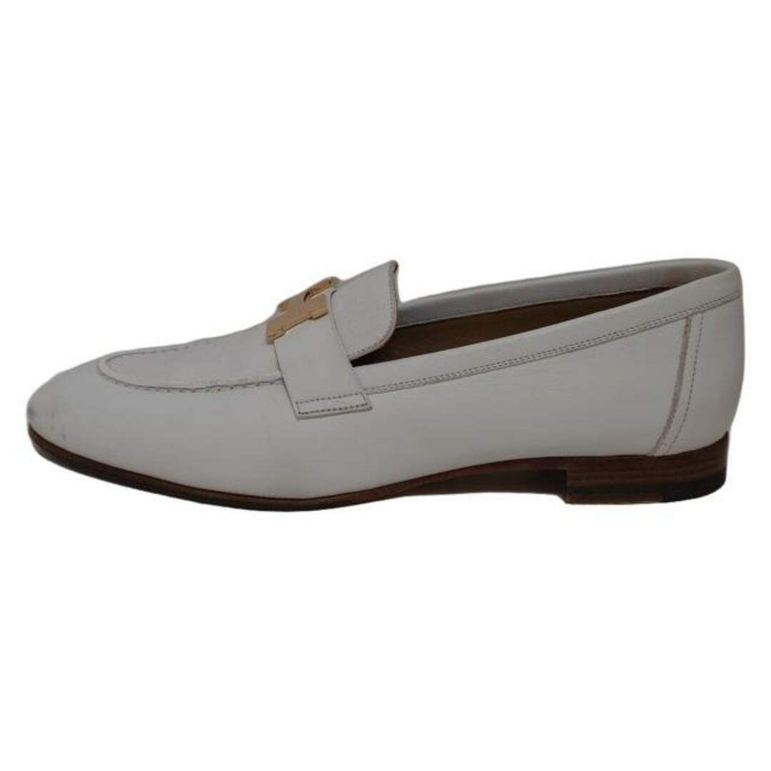 HERMES - HERMES(エルメス) ローファー 38 レディース パリ 白 HERMES - HERMES(エルメス) ローファー 38 レディース パリ 白