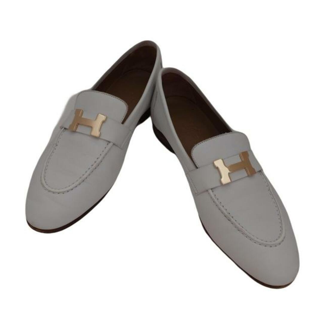 HERMES - HERMES(エルメス) ローファー 38 レディース パリ 白 HERMES - HERMES(エルメス) ローファー 38 レディース パリ 白