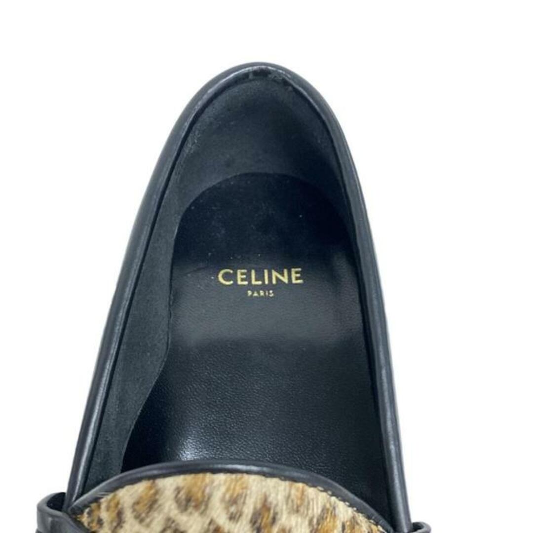 CELINE - CELINE(セリーヌ) ローファー 34 1/2 - 黒×ベージュ CELINE - CELINE(セリーヌ) ローファー 34 1/2 - 黒×ベージュ
