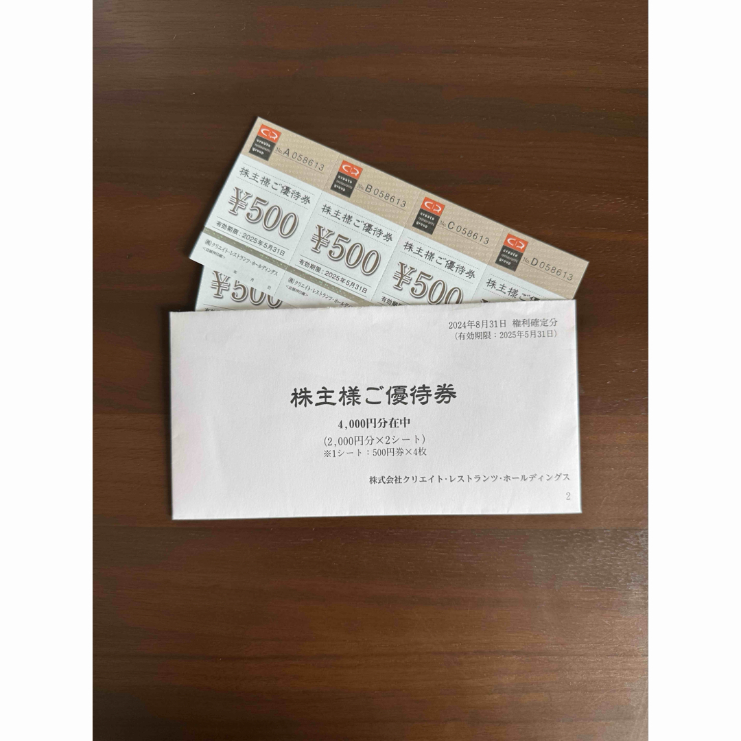 クリエイトレストラン4000円分優待券の通販 by Rui's shop|ラクマ クリエイトレストラン4000円分優待券の通販 by Rui's shop|ラクマ