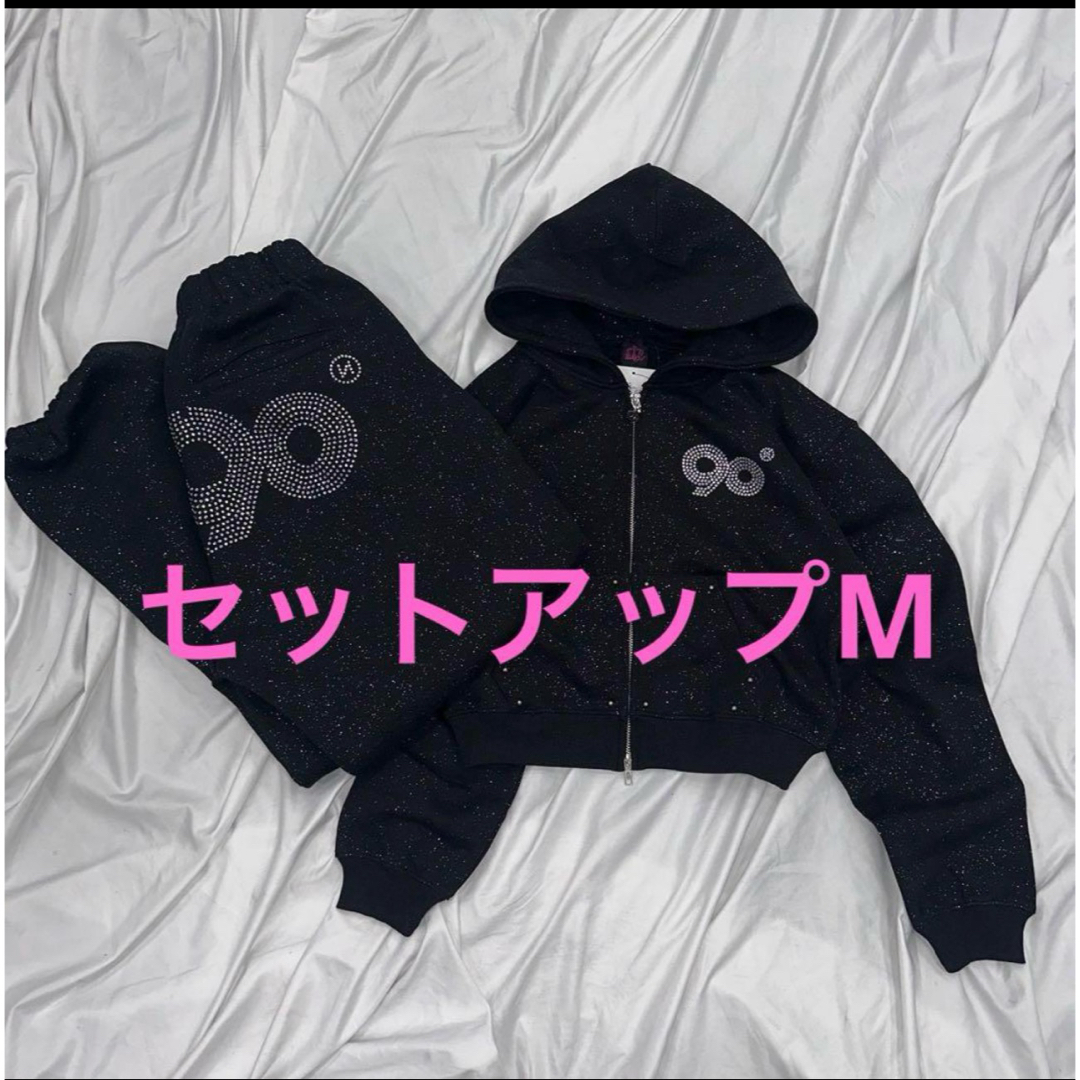 90 Logo Glitter Zip Hoodie sweat pants Mの通販 by あっせんな 90 Logo Glitter Zip Hoodie sweat pants Mの通販 by あっせんな
