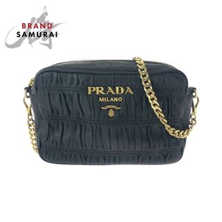PRADA - 美品 PRADA プラダ ナッパレザー ギャザー ブラック 黒 PRADA - 美品 PRADA プラダ ナッパレザー ギャザー ブラック 黒