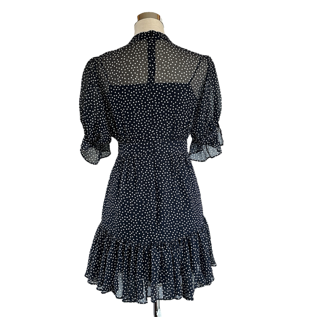 sheller シェリエ シアードットフリルミニドレス ブラック sheller シェリエ シアードットフリルミニドレス ブラック
