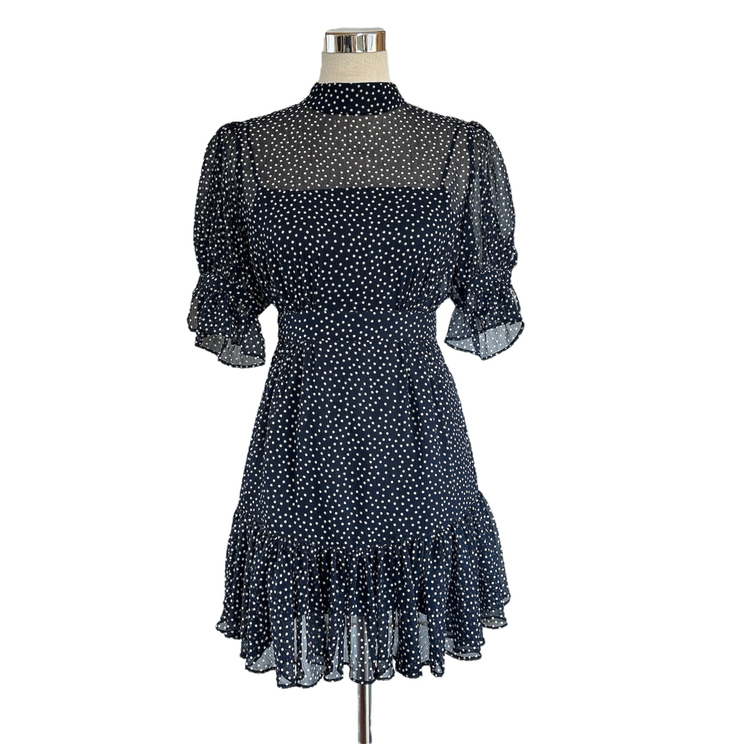 sheller シェリエ シアードットフリルミニドレス ブラック sheller シェリエ シアードットフリルミニドレス ブラック