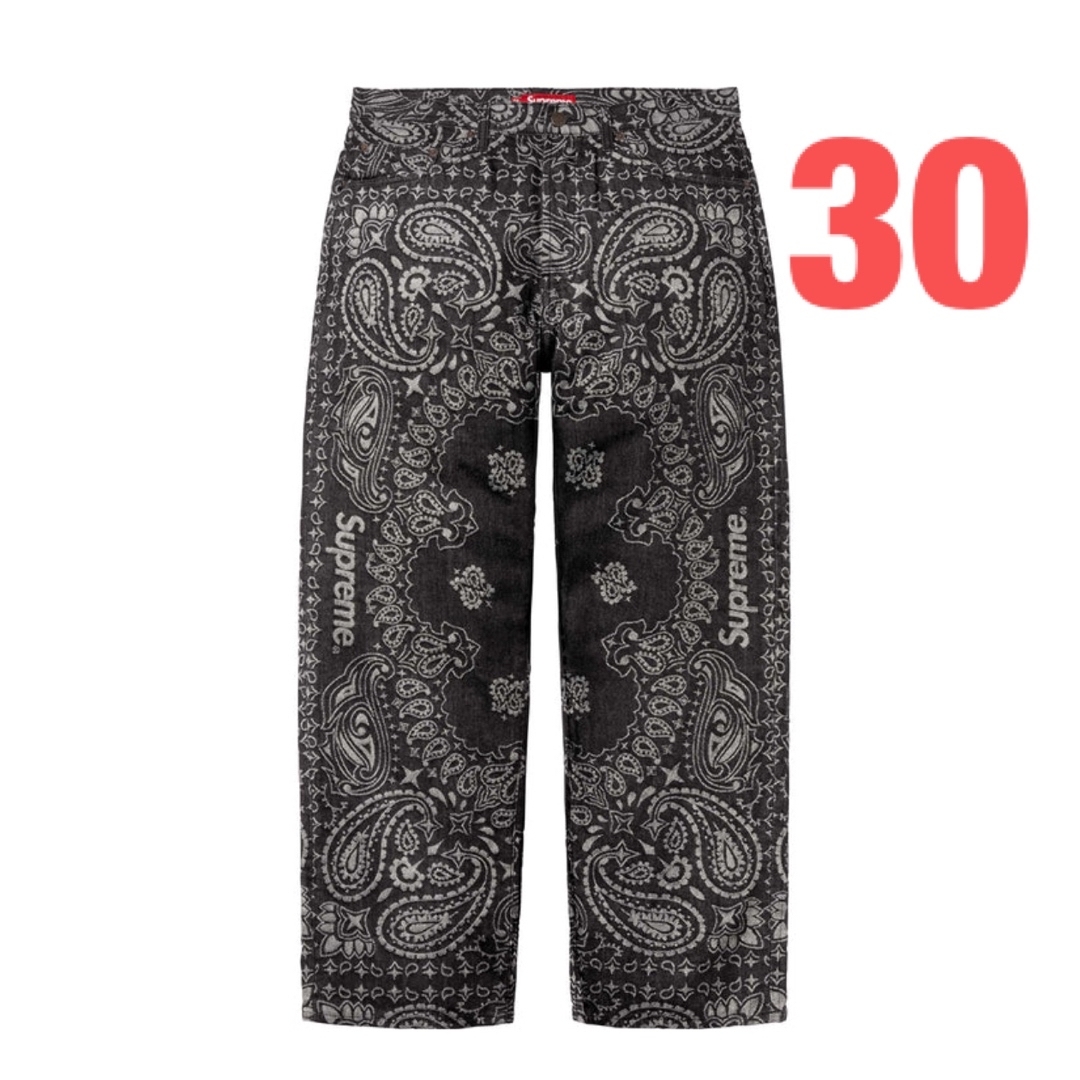 Supreme - Supreme Bandana Jacquard Baggy Jean 30 黒の通販 by Supreme - Supreme Bandana Jacquard Baggy Jean 30 黒の通販 by