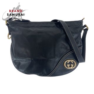 グッチ(GUCCI)のGUCCI グッチ インターロッキング ブラック 黒 マルチカラー ゴールド金具 レザー 169998 斜め掛け ショルダーバッグ レディース 501979 【中古】(ショルダーバッグ)
