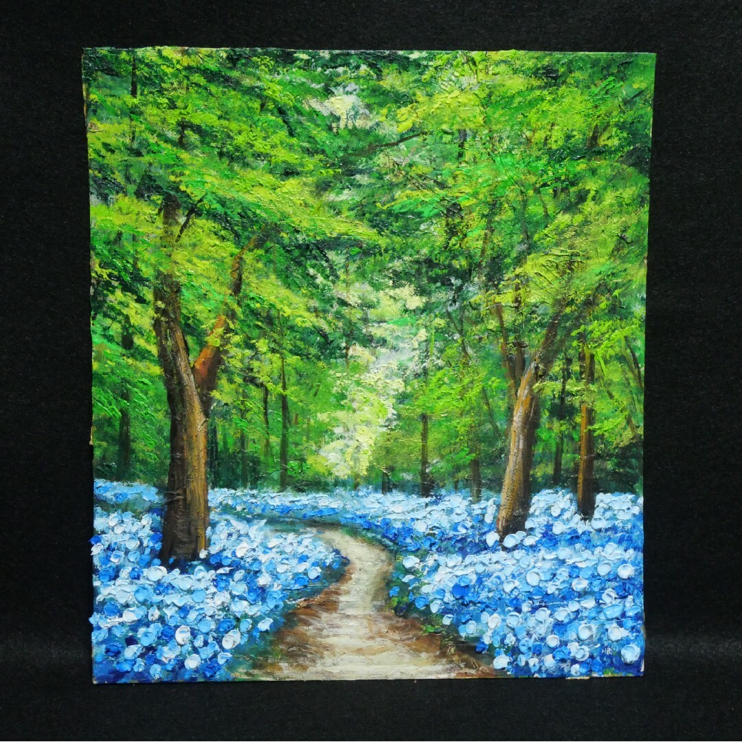 油絵 油彩 油彩画 絵 絵画【森の中の青い花】の通販 by アート 油絵 油彩 油彩画 絵 絵画【森の中の青い花】の通販 by アート